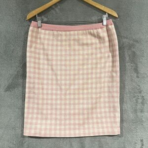 Vintage Adrienne Vittadini Pink Pencil Knit Skirt Wool Blend Check Sz 12P